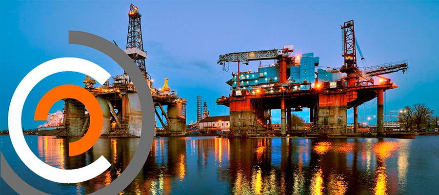 Offshore platform at dusk